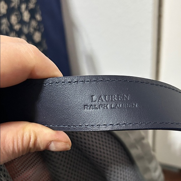 Lauren Ralph Lauren Black Belt with Gold Oval Buckle - Picture 4 of 8